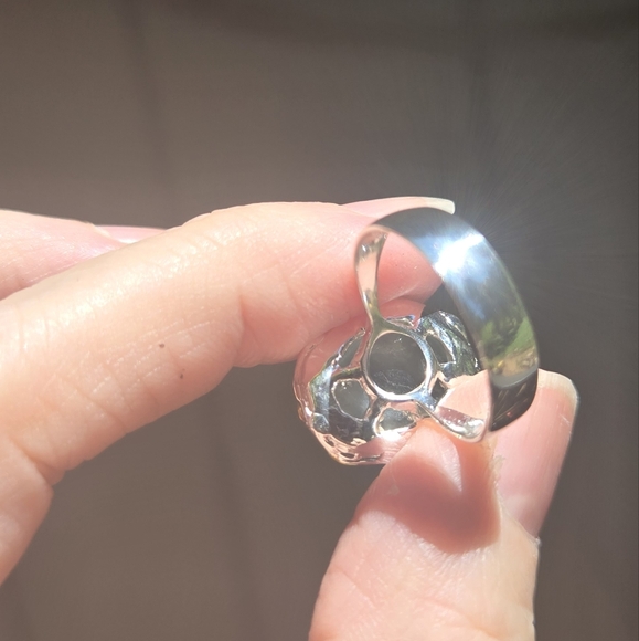 Aquamarine 7k sterling & gold ring sz7 - Picture 7 of 8